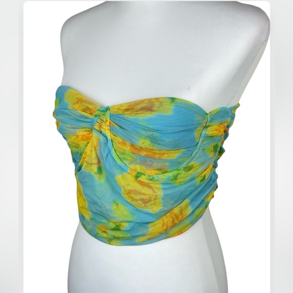 Zara Tops - Zara Floral Tulle Corset Bustier Top NWT Large